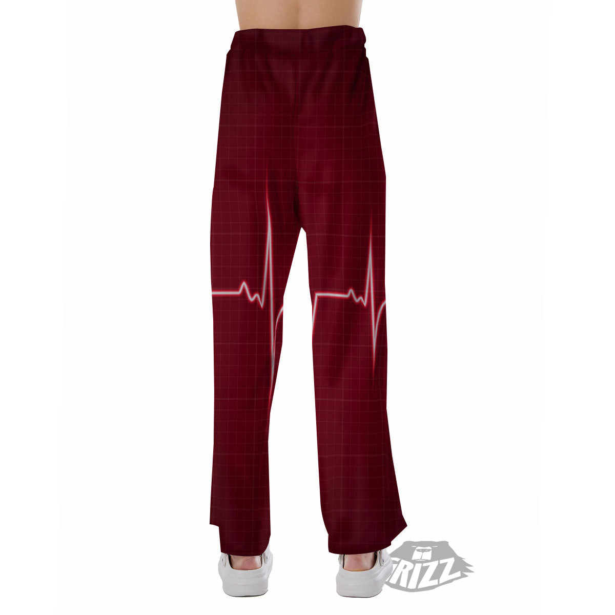Cardiogram Heartbeat Print Pajama Pants-grizzshop