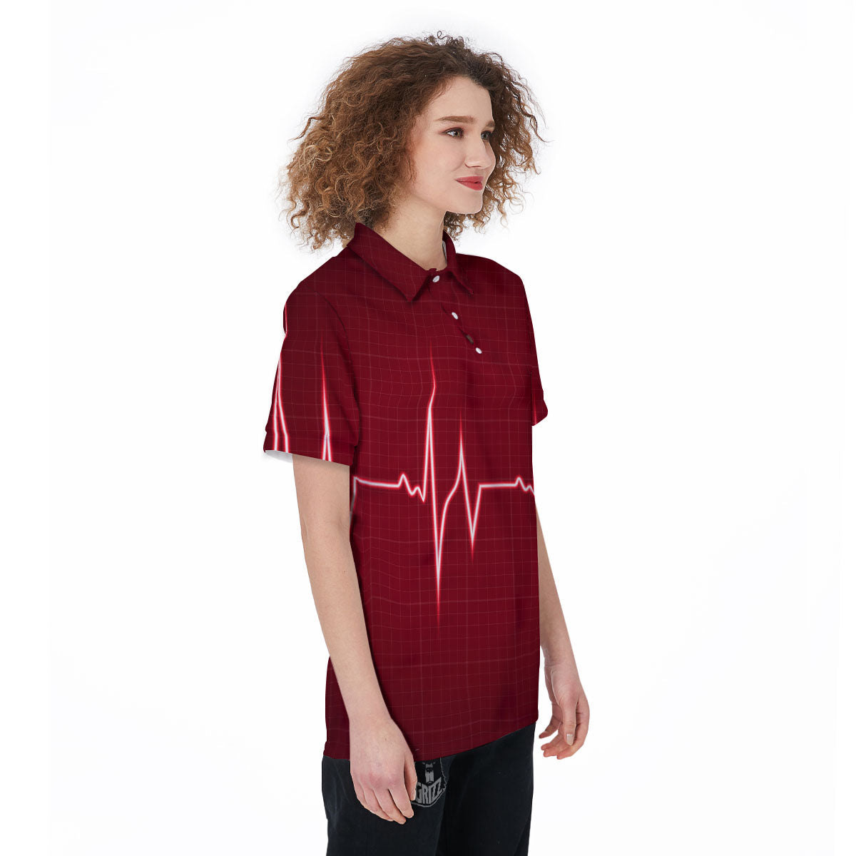 Cardiogram Heartbeat Print Women's Golf Shirts-grizzshop