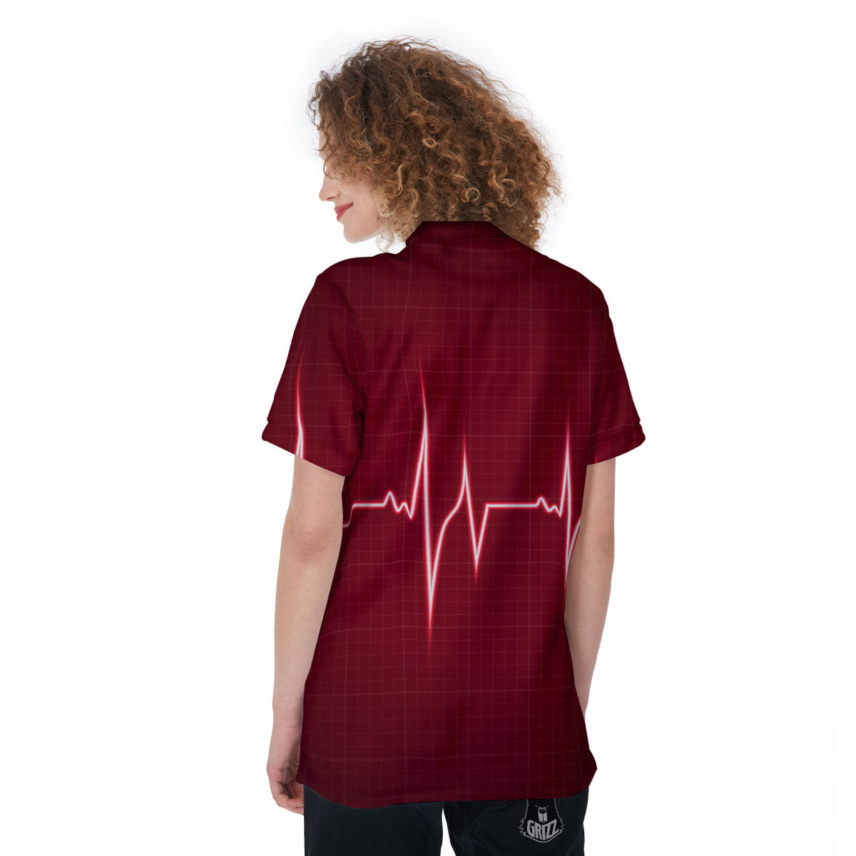 Cardiogram Heartbeat Print Women's Golf Shirts-grizzshop