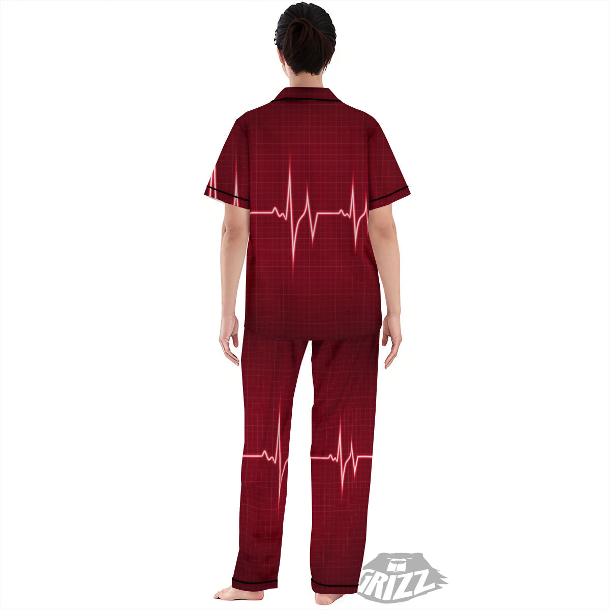 Cardiogram Heartbeat Print Women's Pajamas Set-grizzshop
