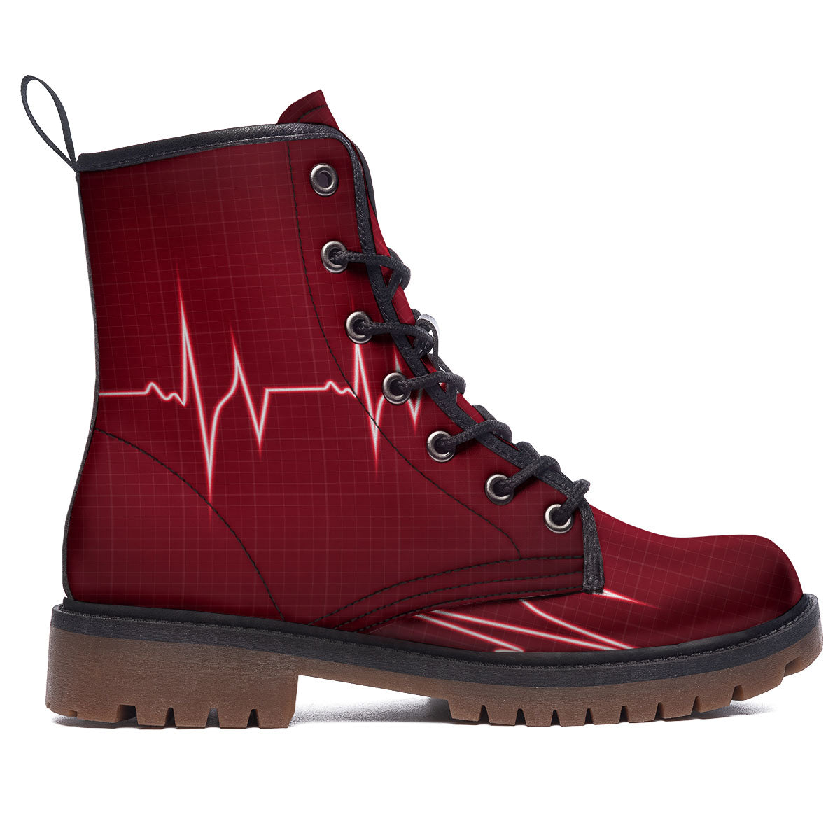 Cardiogram Heartbeat Print Work Boots-grizzshop