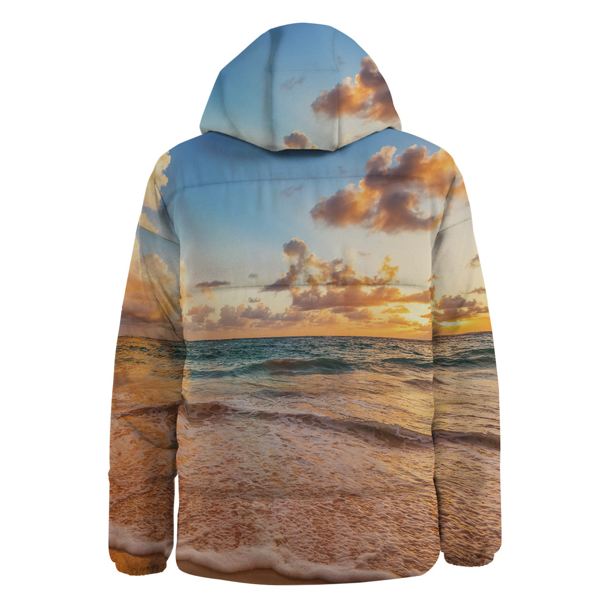 Caribbean Ocean Print Down Jacket-grizzshop