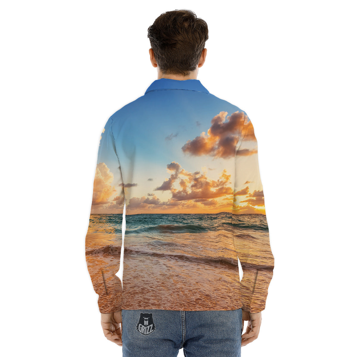 Caribbean Ocean Print Men's Dress Shirts-grizzshop