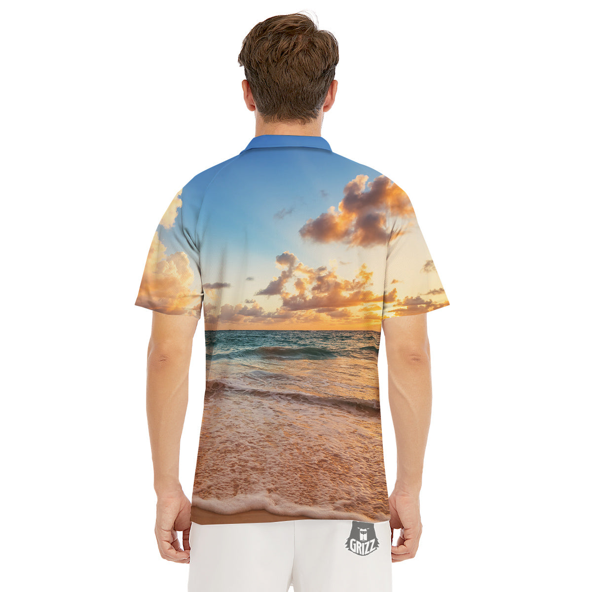 Caribbean Ocean Print Men's Golf Shirts-grizzshop