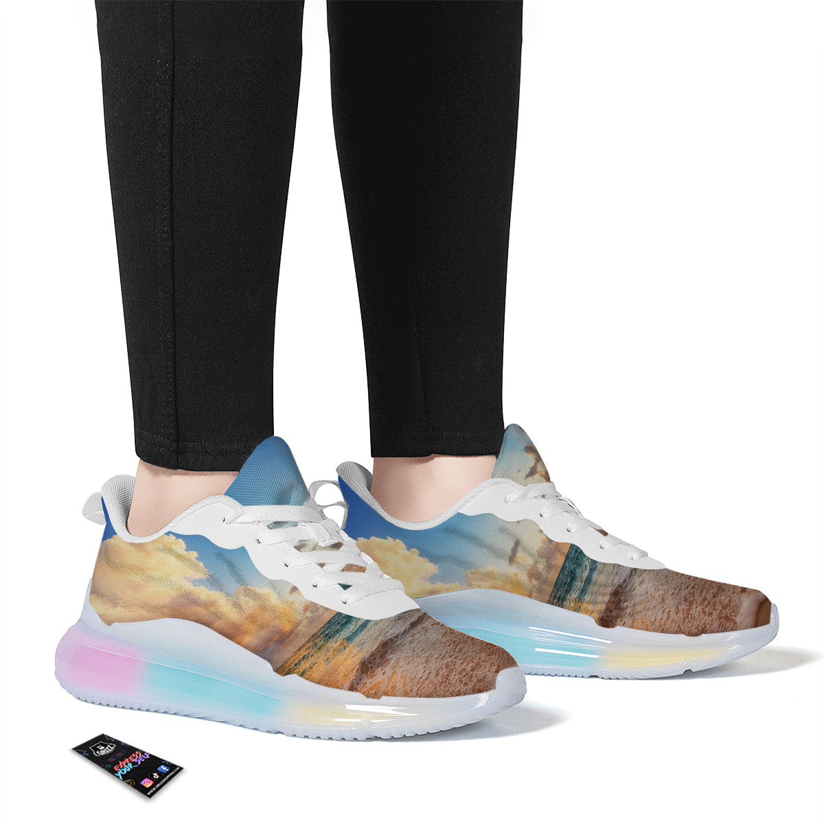 Caribbean Ocean Print Running Sneakers-grizzshop