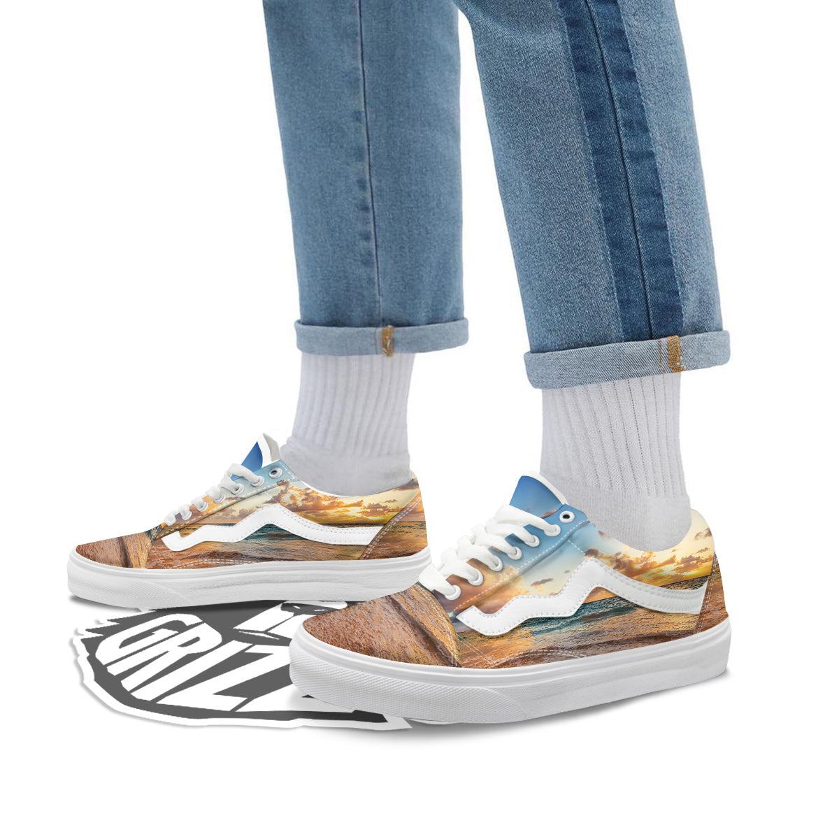 Caribbean Ocean Print Skate Shoes-grizzshop