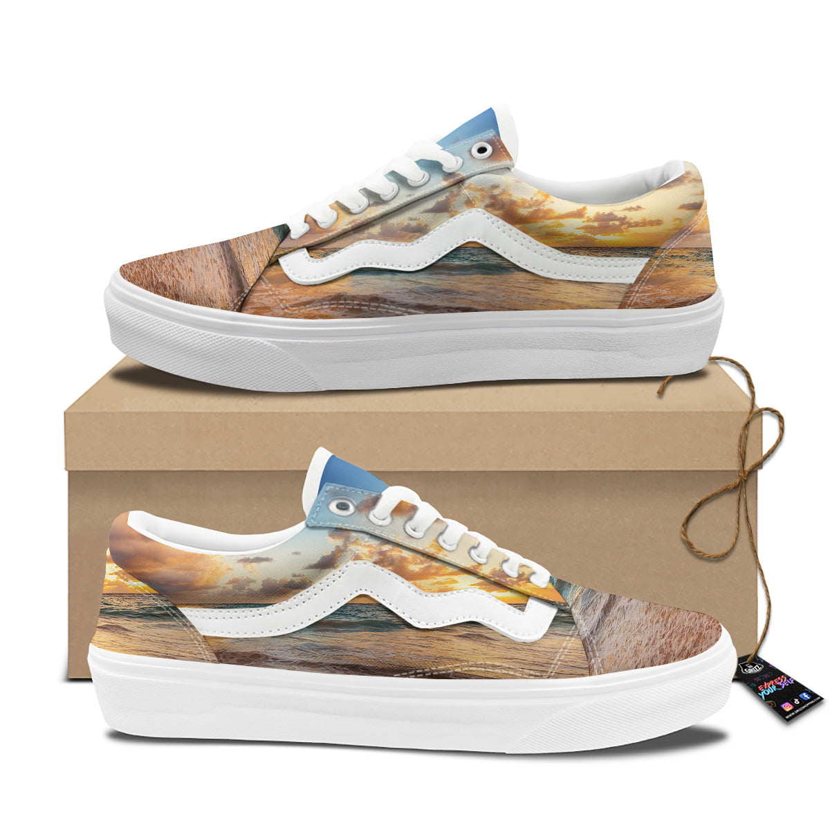Caribbean Ocean Print Skate Shoes-grizzshop