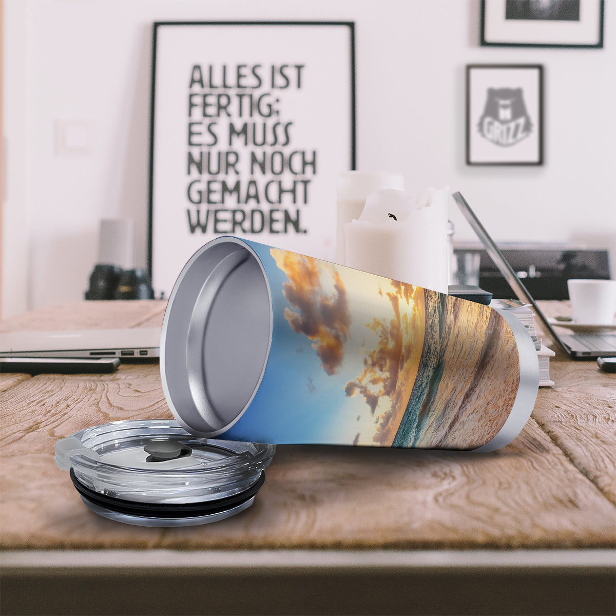 Caribbean Ocean Print Tumbler-grizzshop