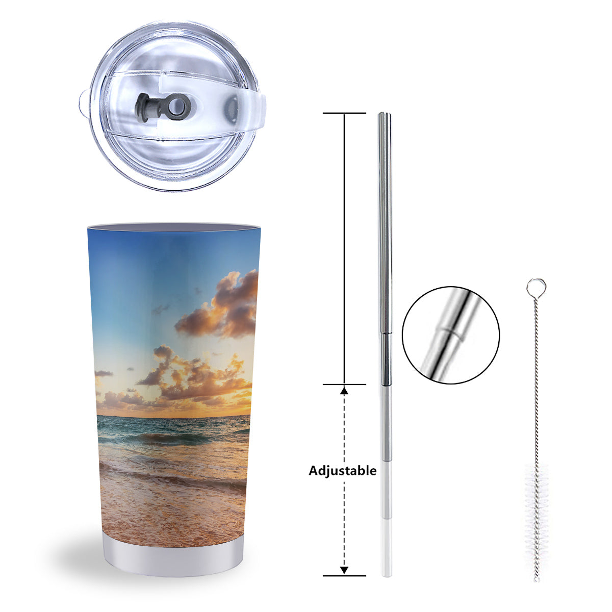 Caribbean Ocean Print Tumbler-grizzshop