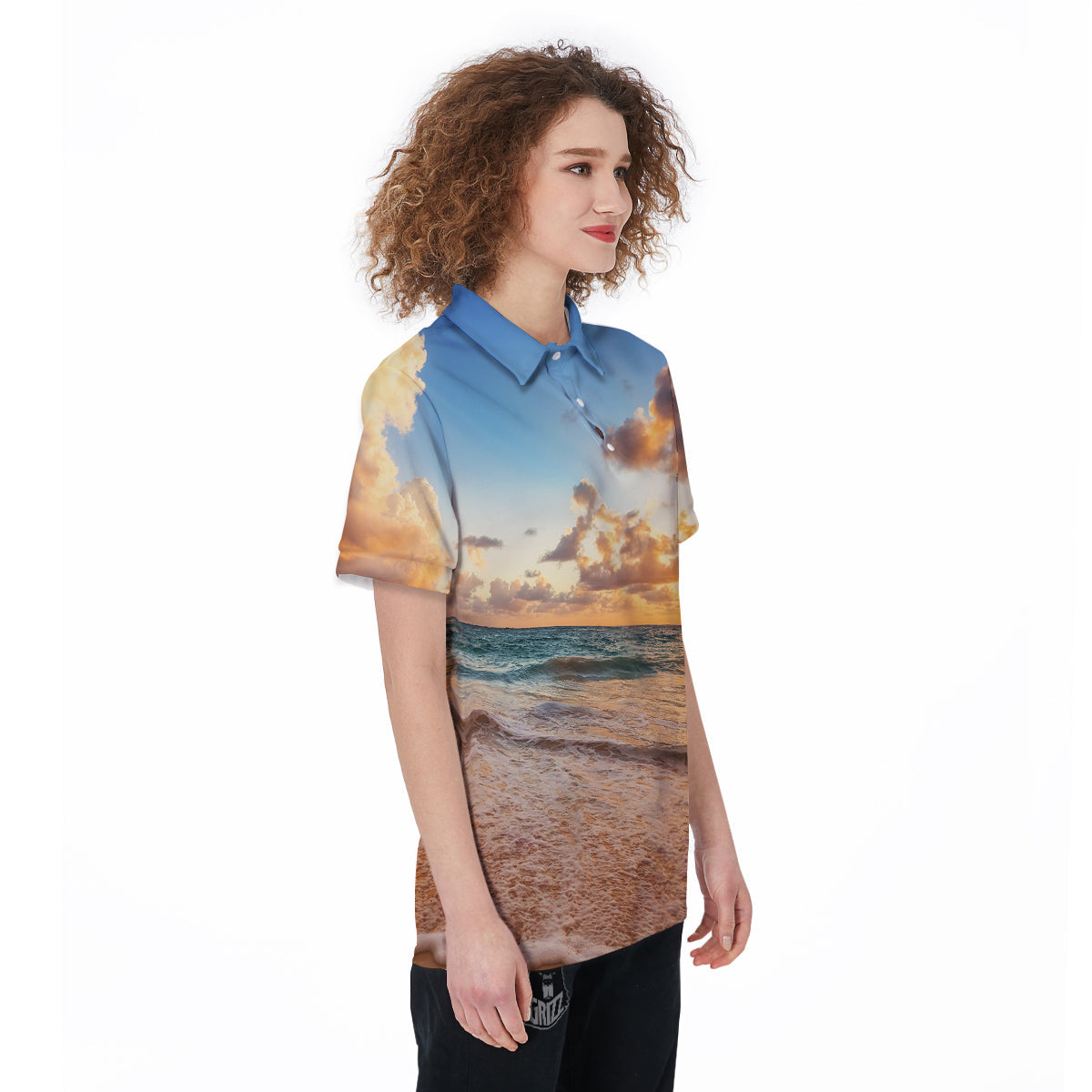 Caribbean Ocean Print Women's Golf Shirts-grizzshop