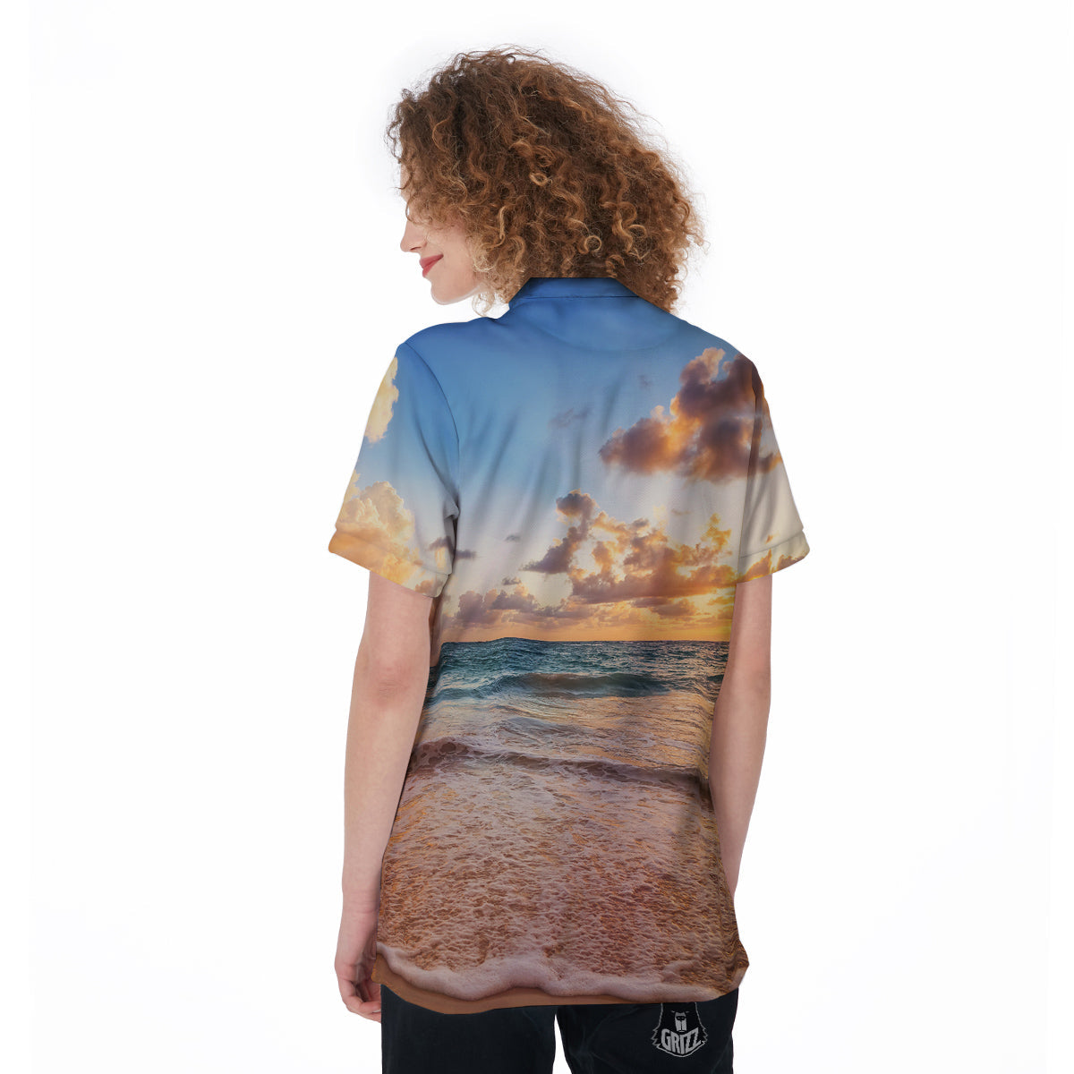 Caribbean Ocean Print Women's Golf Shirts-grizzshop