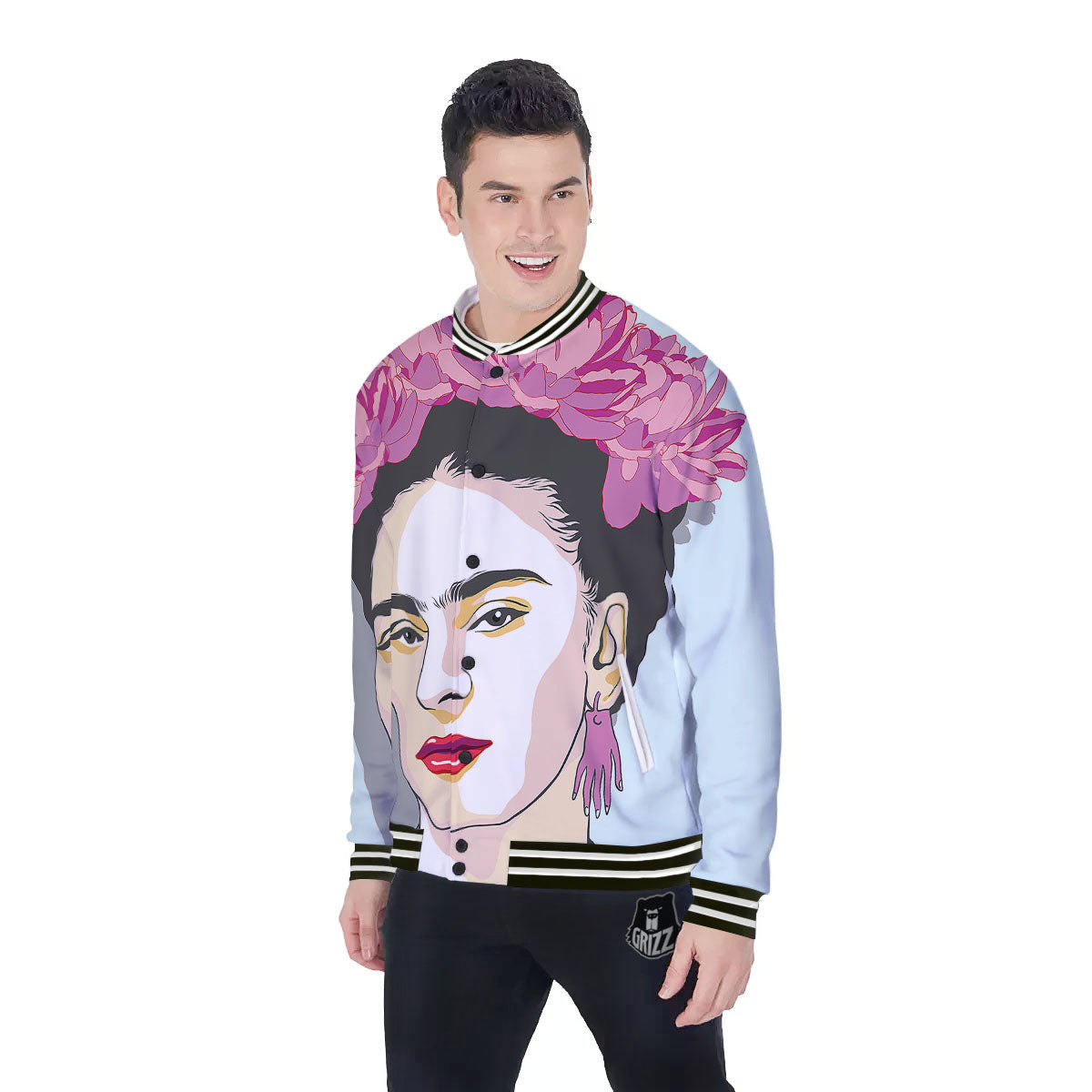 Carmen Frida Kahlo Magdalena Print Baseball Jacket-grizzshop