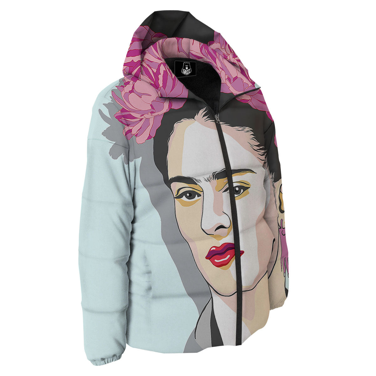 Carmen Frida Kahlo Magdalena Print Down Jacket-grizzshop
