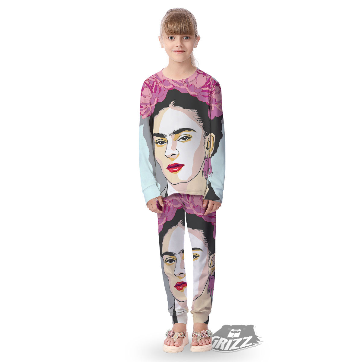 Carmen Frida Kahlo Magdalena Print Kid's Pajamas-grizzshop