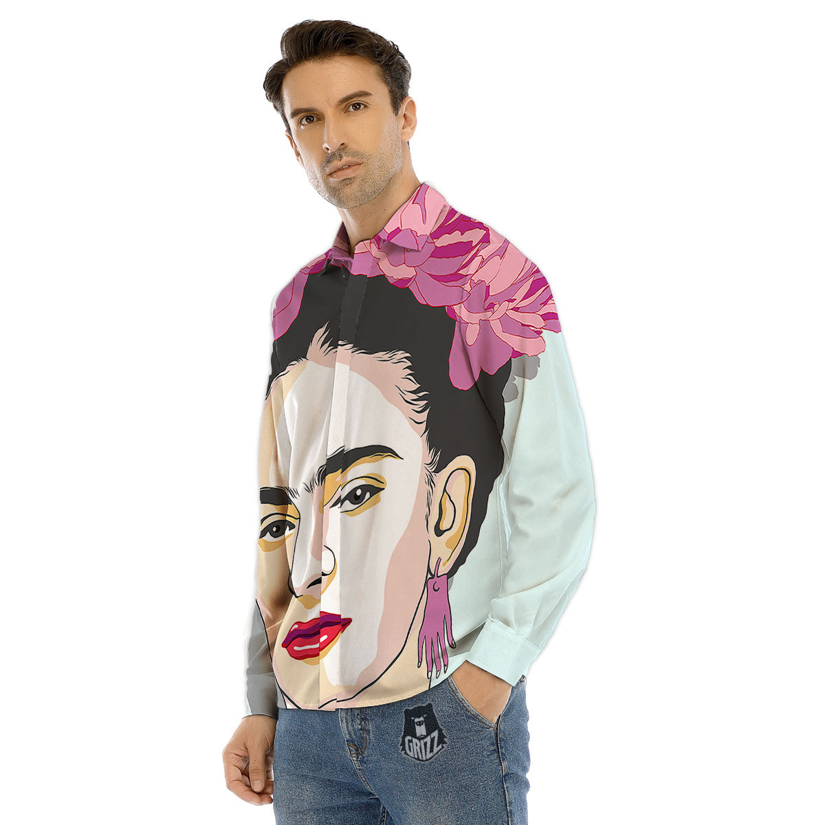 Carmen Frida Kahlo Magdalena Print Men's Dress Shirts-grizzshop