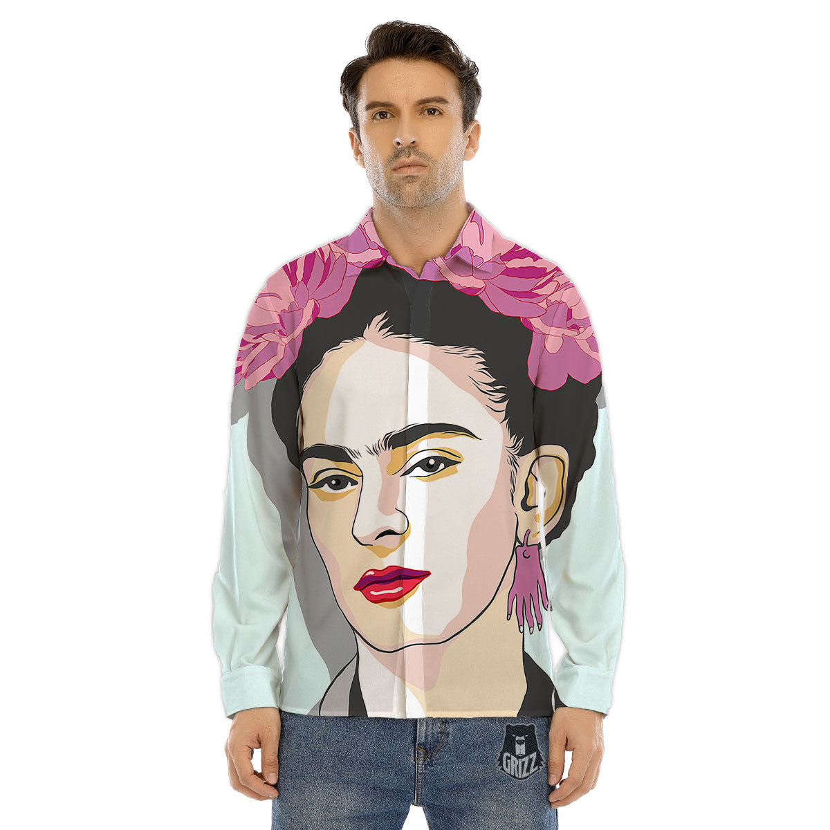 Carmen Frida Kahlo Magdalena Print Men's Dress Shirts-grizzshop