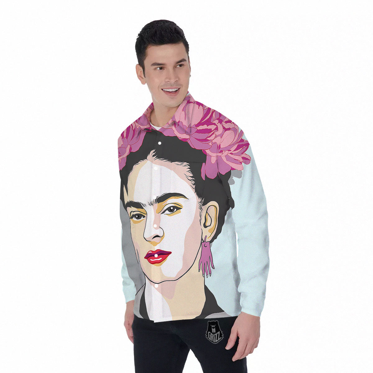 Carmen Frida Kahlo Magdalena Print Men's Long Sleeve Shirts-grizzshop