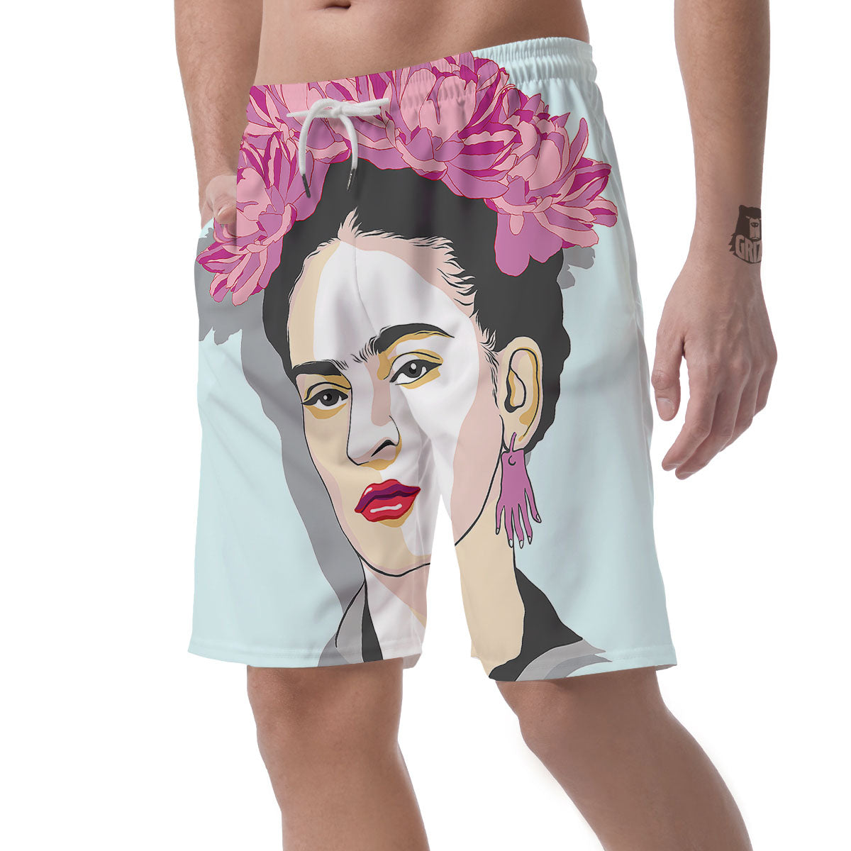Carmen Frida Kahlo Magdalena Print Men's Shorts-grizzshop