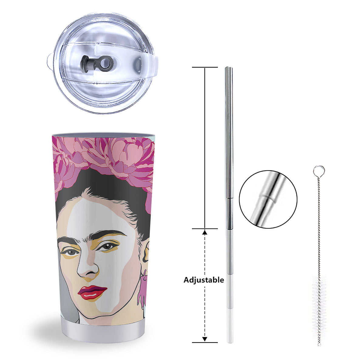 Carmen Frida Kahlo Magdalena Print Tumbler-grizzshop