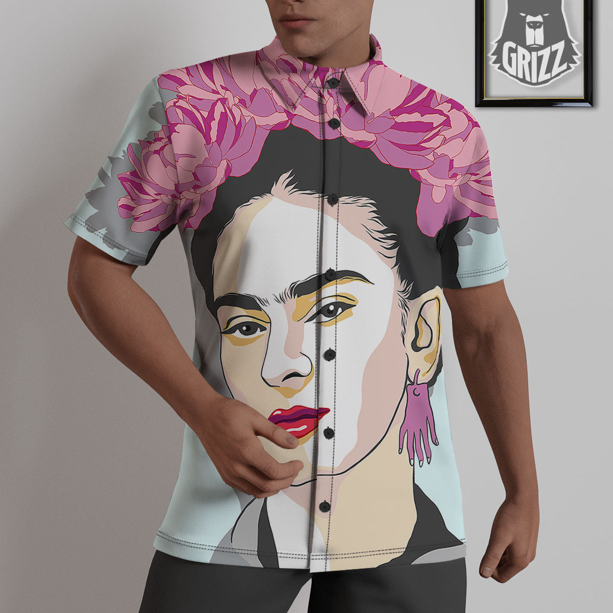 Carmen Frida Kahlo Magdalena Print Untucked Shirts-grizzshop