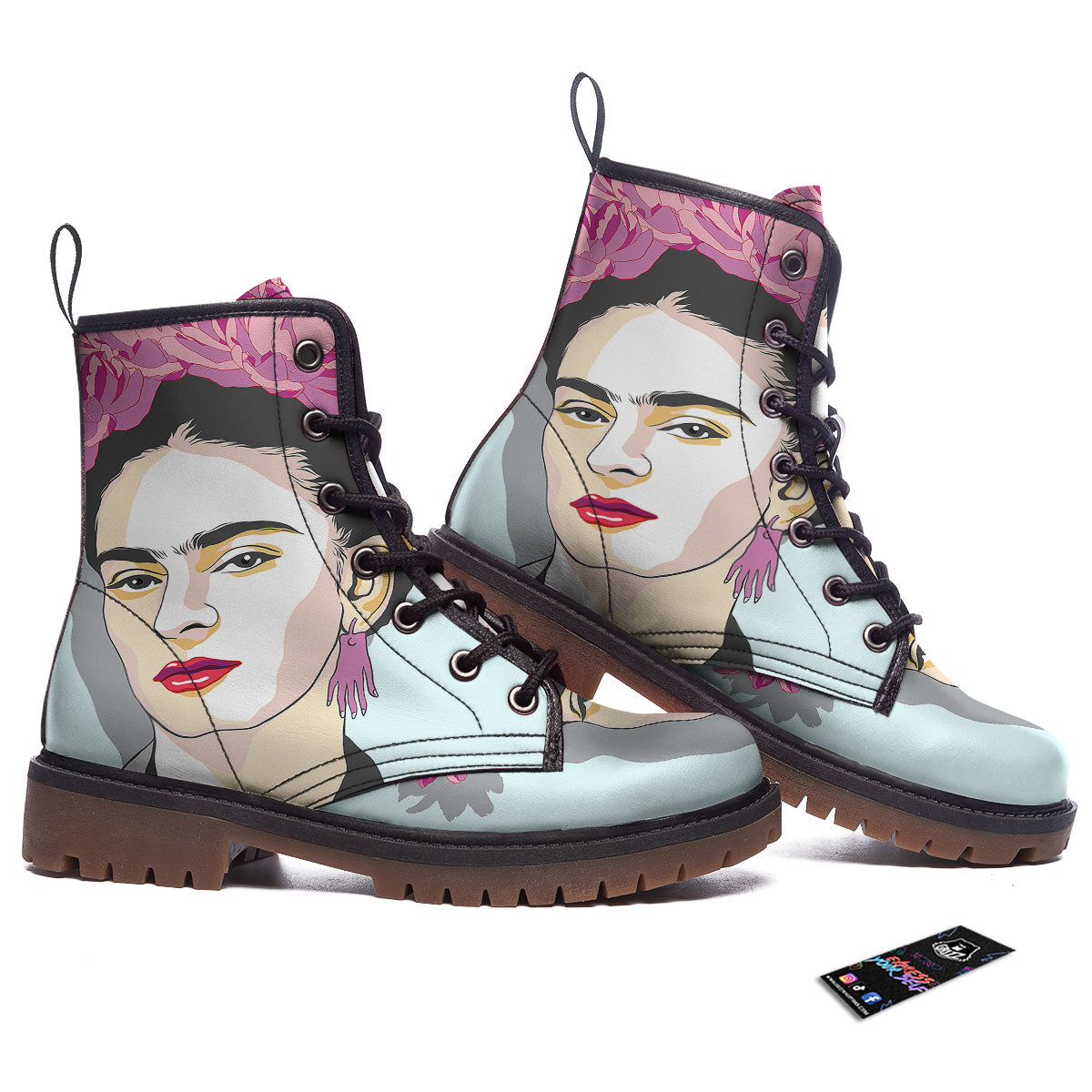 Carmen Frida Kahlo Magdalena Print Work Boots-grizzshop