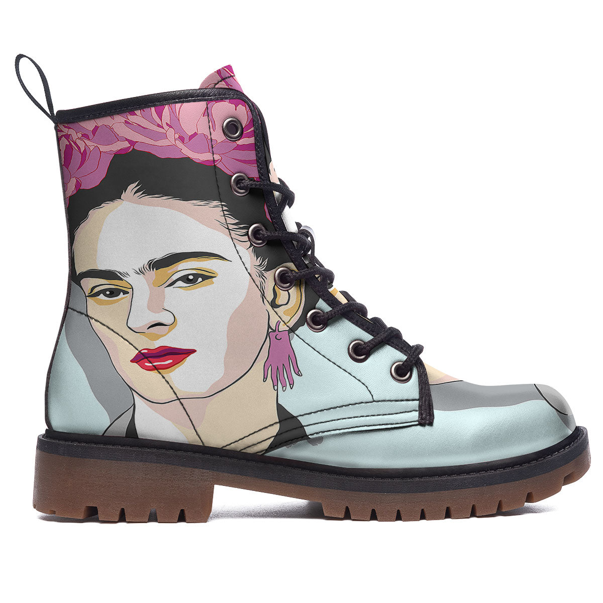 Carmen Frida Kahlo Magdalena Print Work Boots-grizzshop