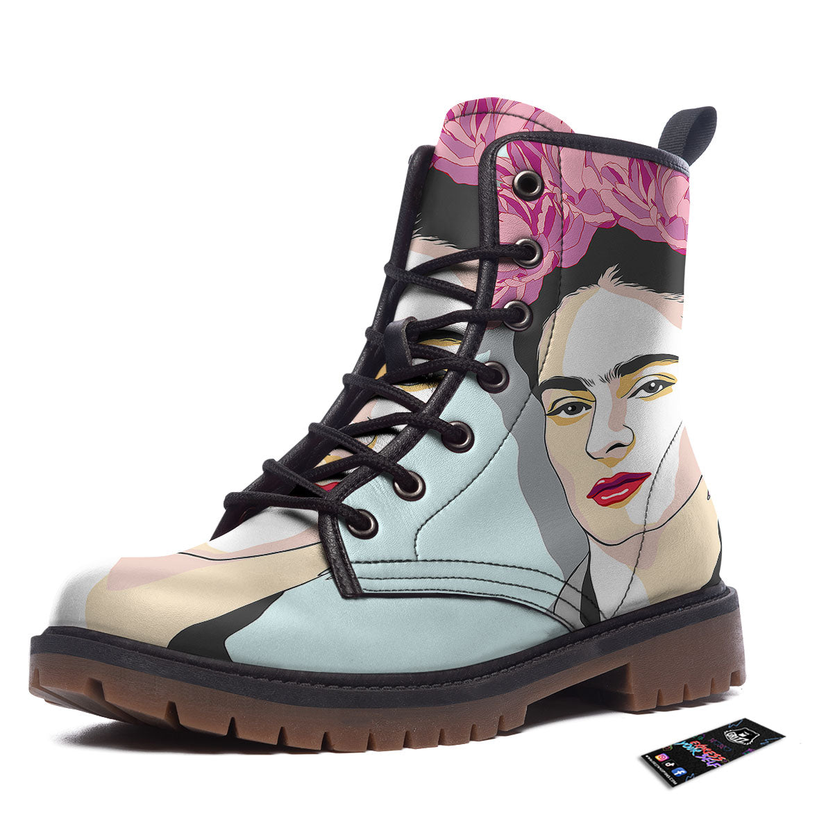 Carmen Frida Kahlo Magdalena Print Work Boots-grizzshop