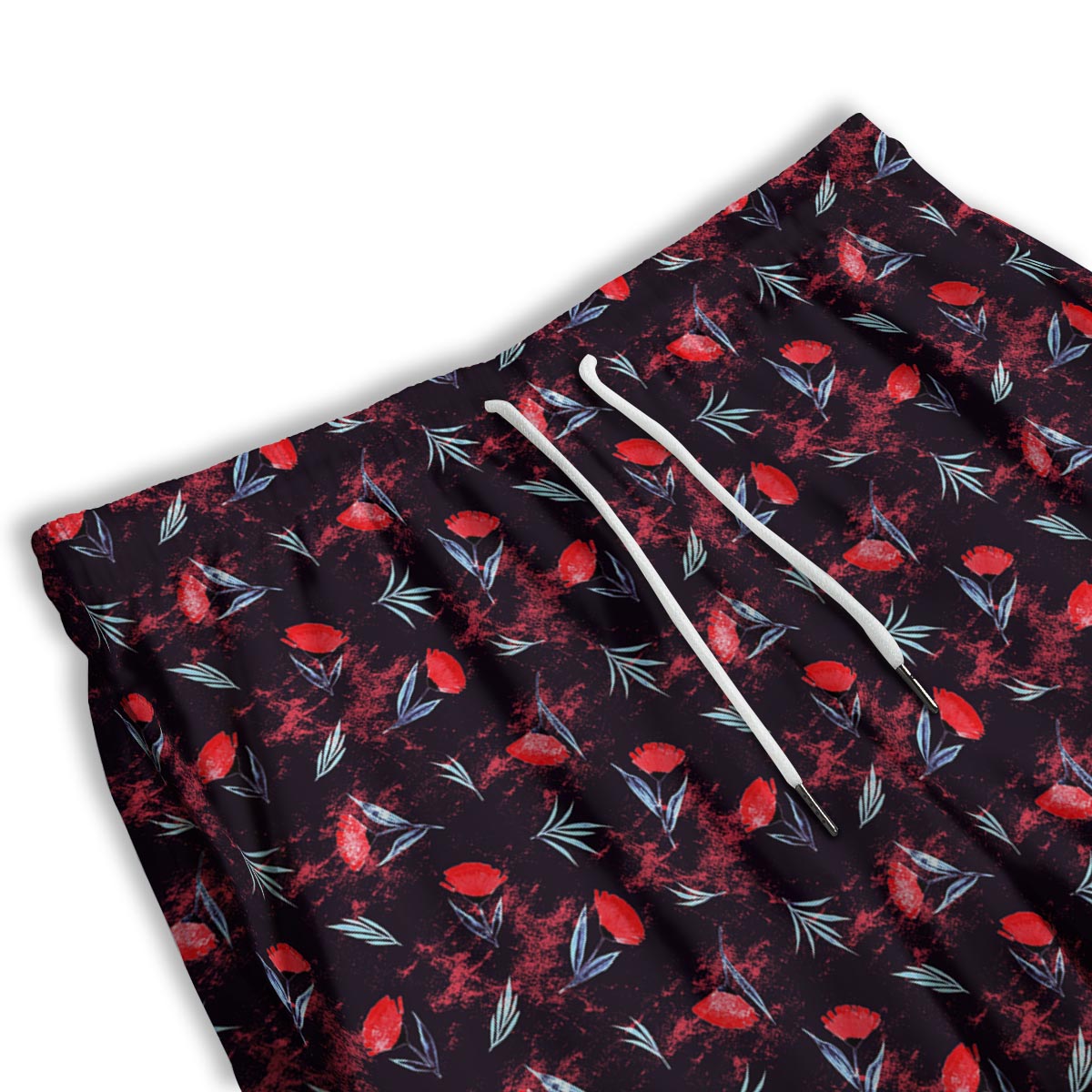 Carnation Black And Red Print Pattern Men's Athletic Shorts