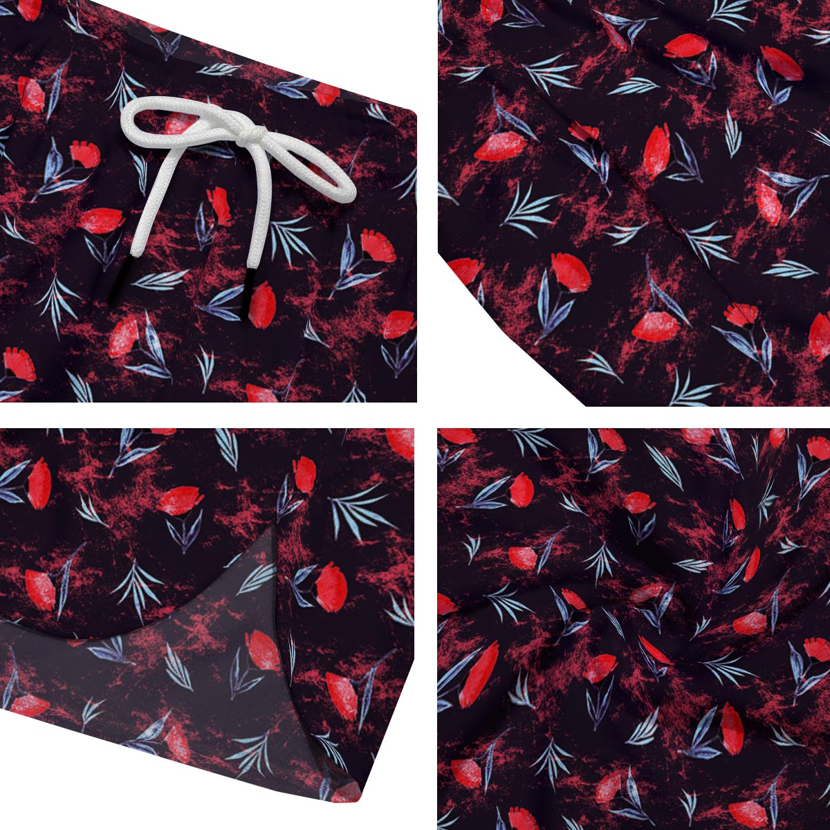 Carnation Black And Red Print Pattern Men's Running Shorts-grizzshop