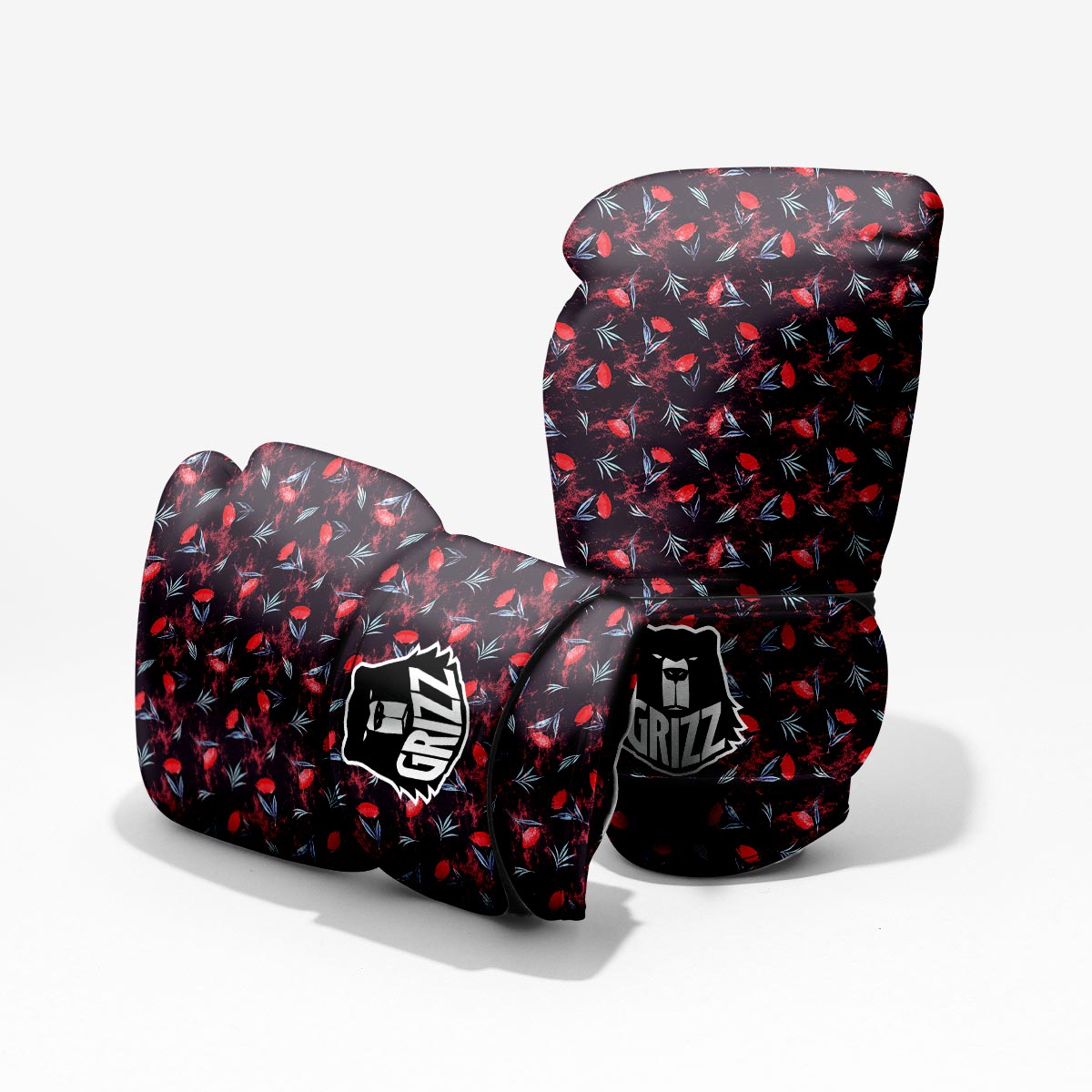 Carnation Black And Red Print Pattern Pro Boxing Glove