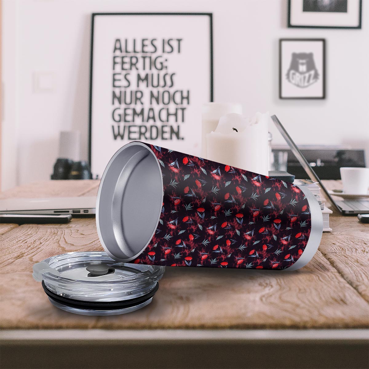 Carnation Black And Red Print Pattern Tumbler-grizzshop