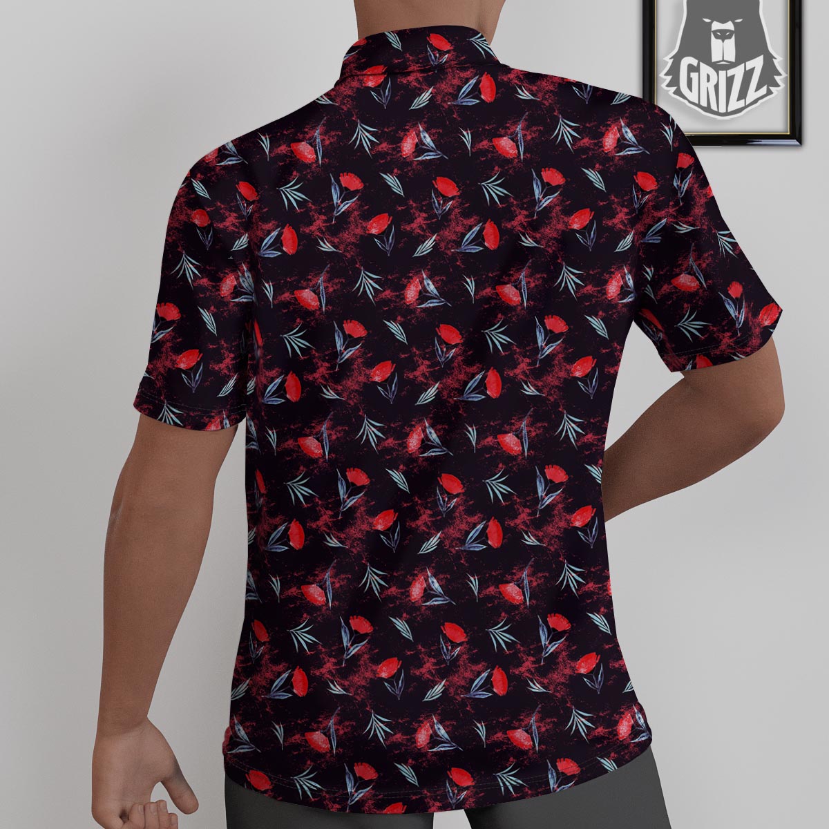 Carnation Black And Red Print Pattern Untucked Shirts-grizzshop