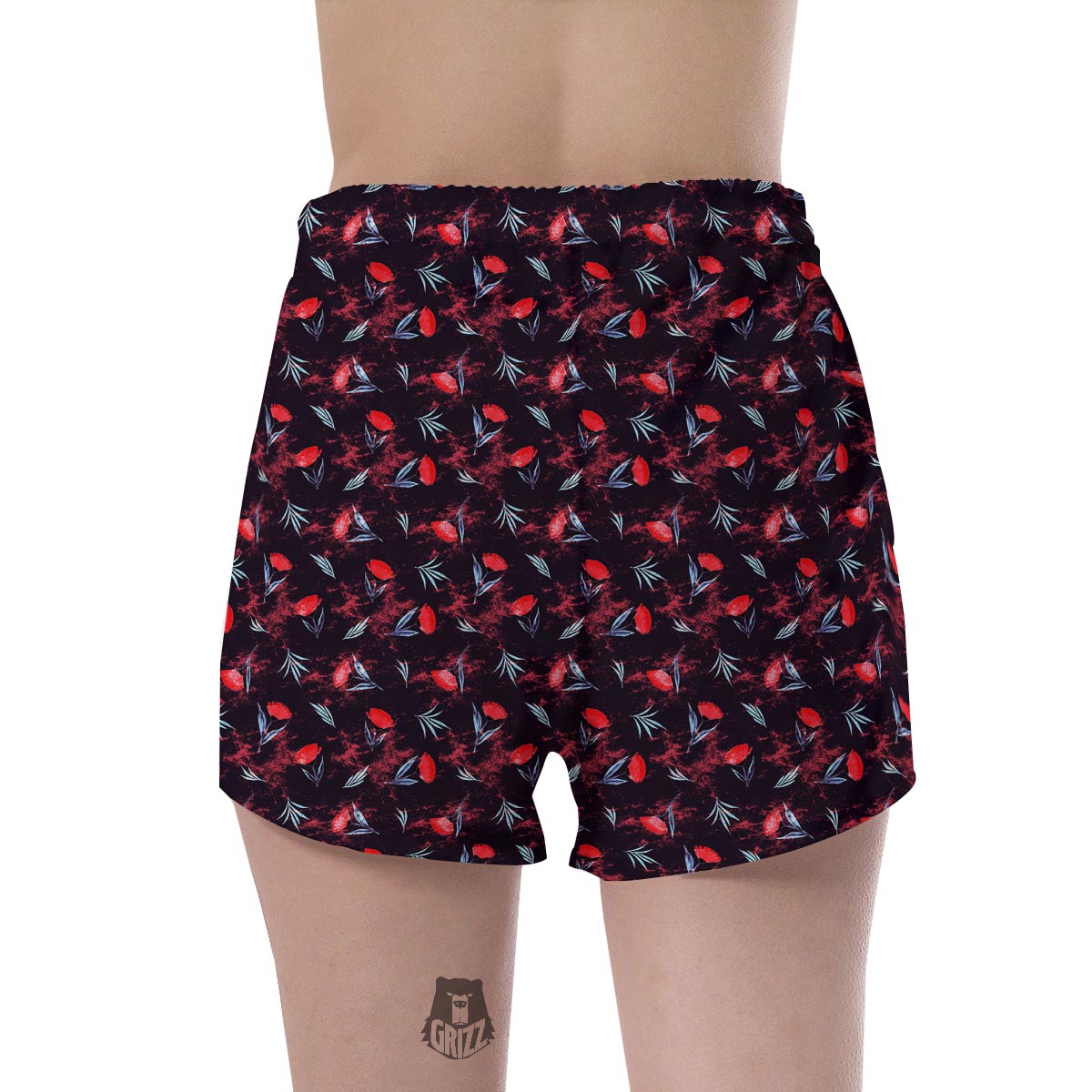 Carnation Black And Red Print Pattern Women's Shorts-grizzshop