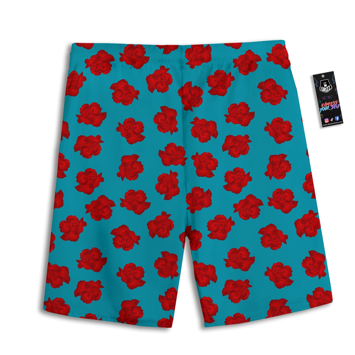 Carnation Blue And Red Print Pattern Men's Athletic Shorts