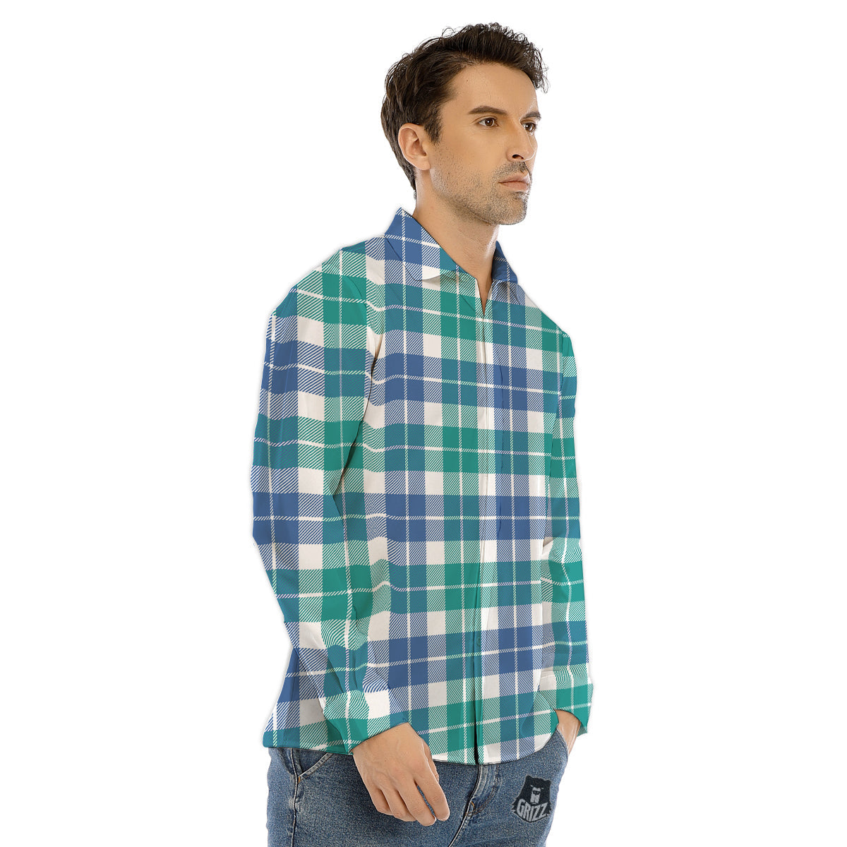 Carnation Blue And Red Print Pattern Men's Dress Shirts-grizzshop