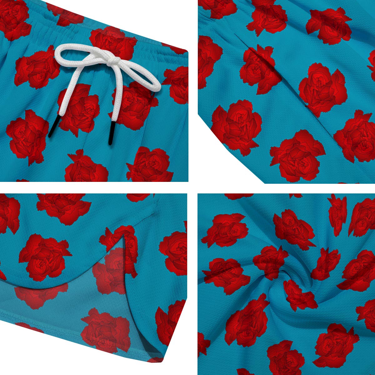 Carnation Blue And Red Print Pattern Men's Running Shorts-grizzshop