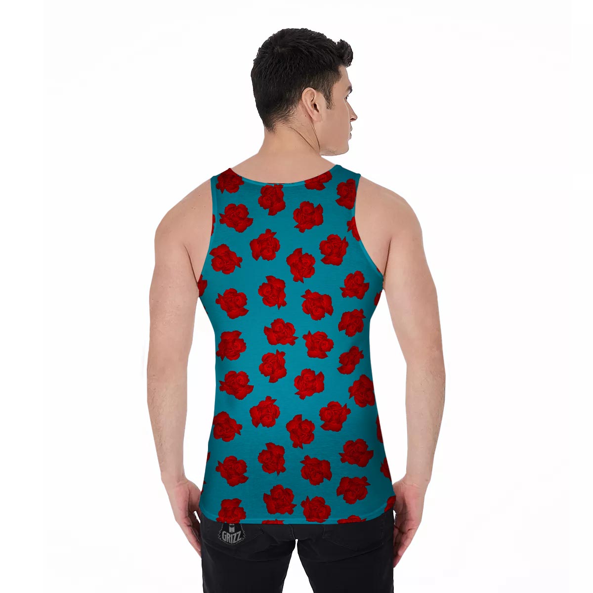 Carnation Blue And Red Print Pattern Men's Tank Top-grizzshop