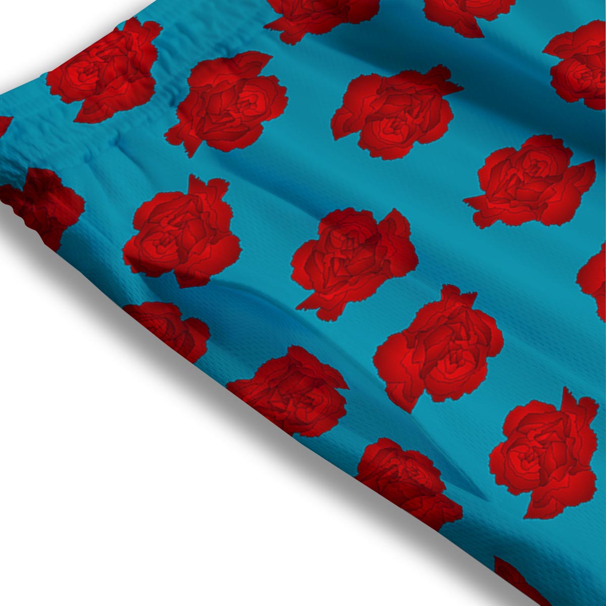 Carnation Blue And Red Print Pattern Mesh Shorts