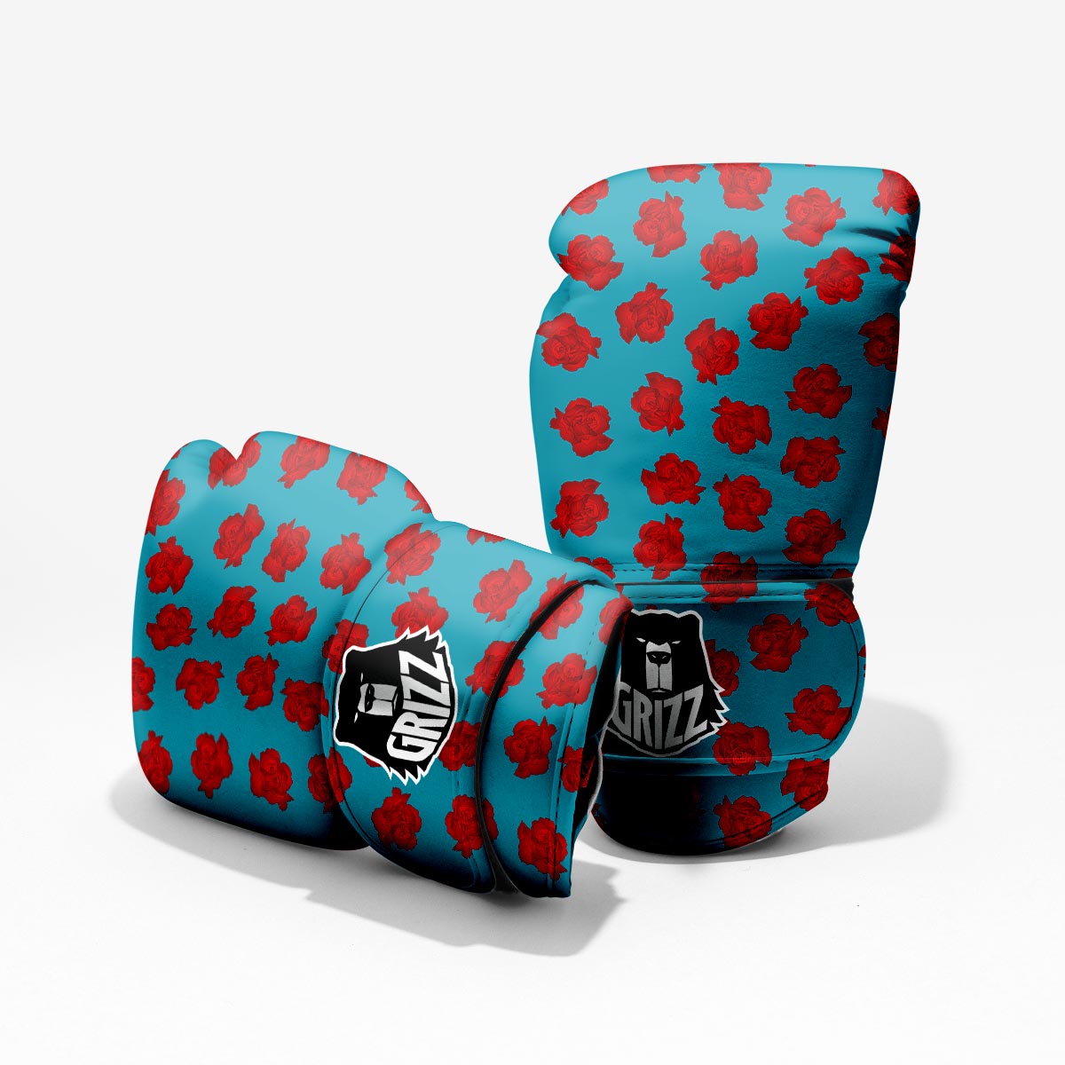 Carnation Blue And Red Print Pattern Pro Boxing Glove
