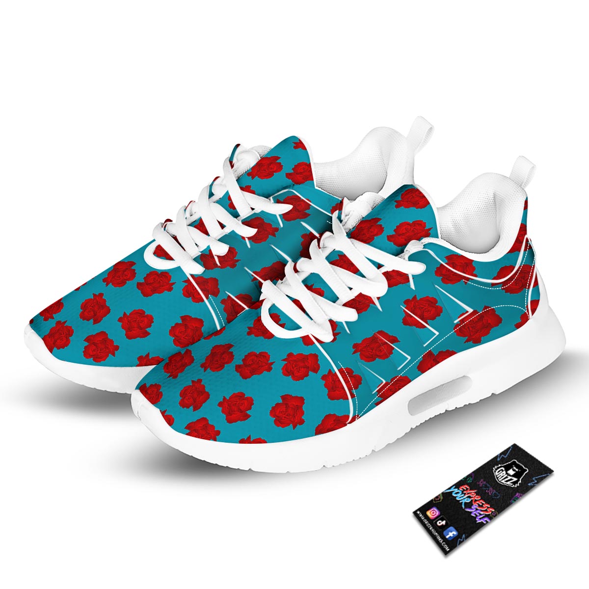 Carnation Blue And Red Print Pattern Tennis Shoes-grizzshop