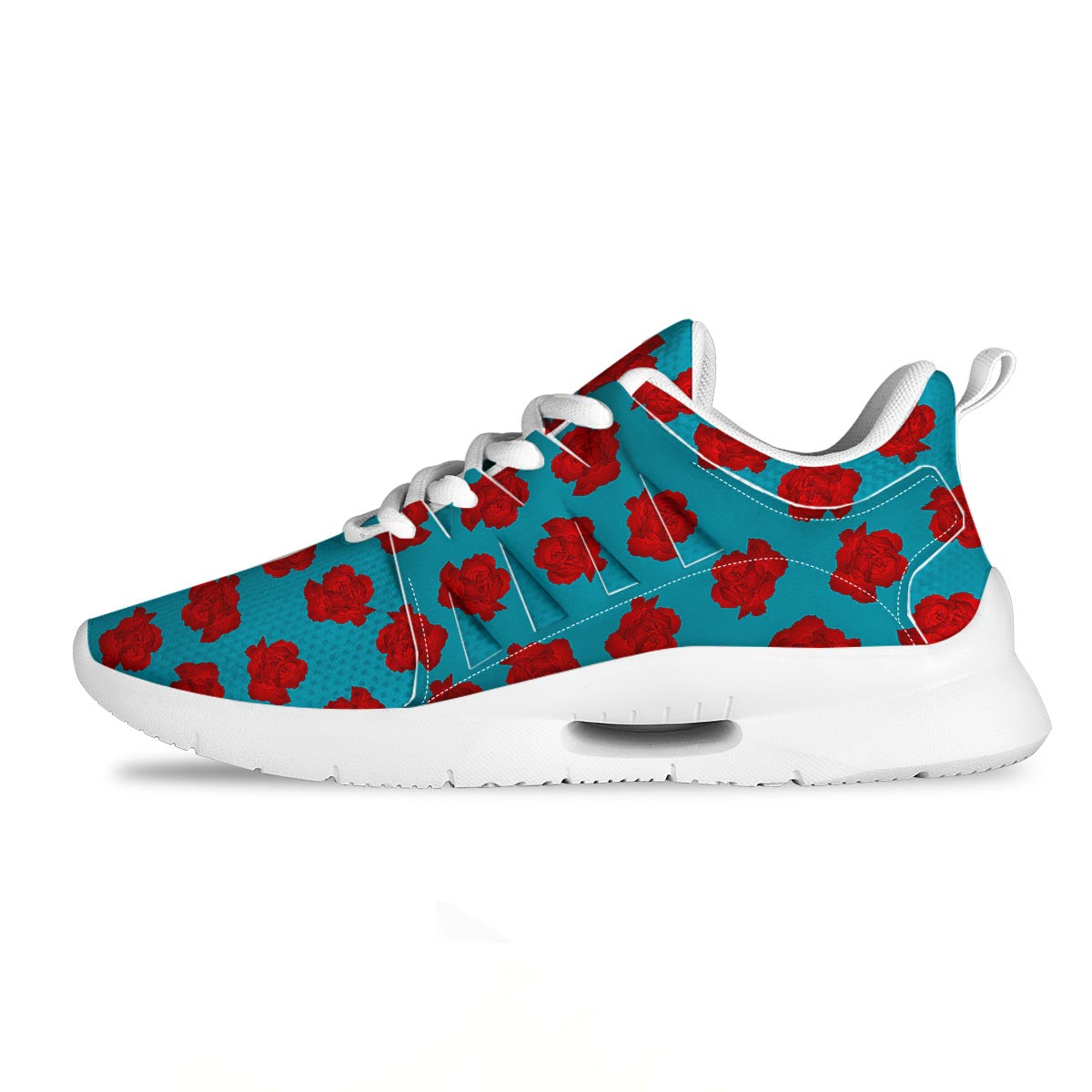 Carnation Blue And Red Print Pattern Tennis Shoes-grizzshop