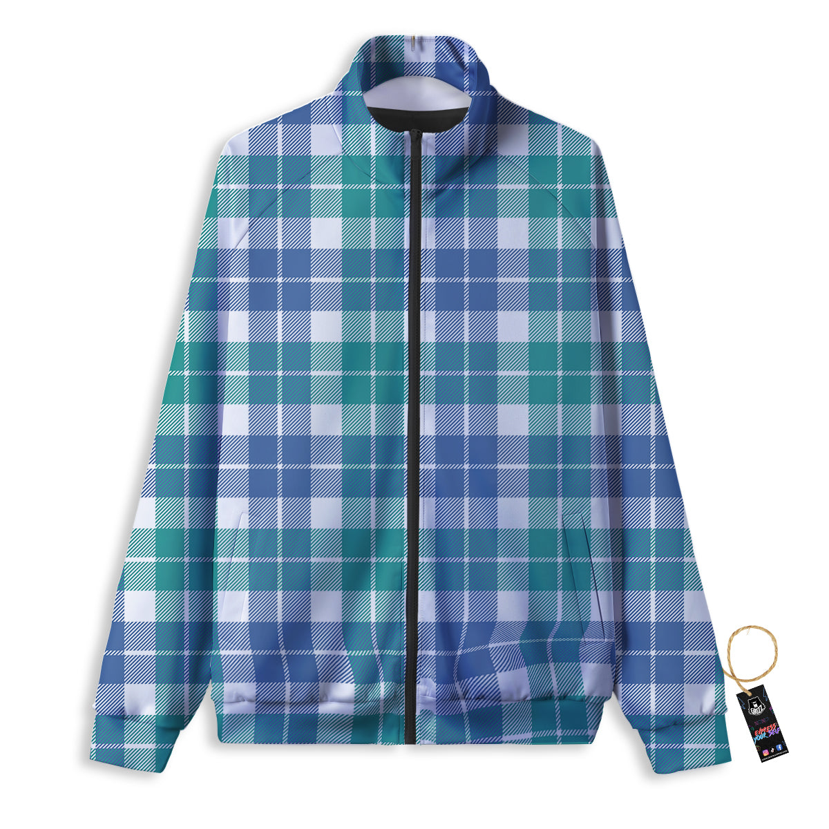Carnation Blue And Red Print Pattern Track Jacket-grizzshop