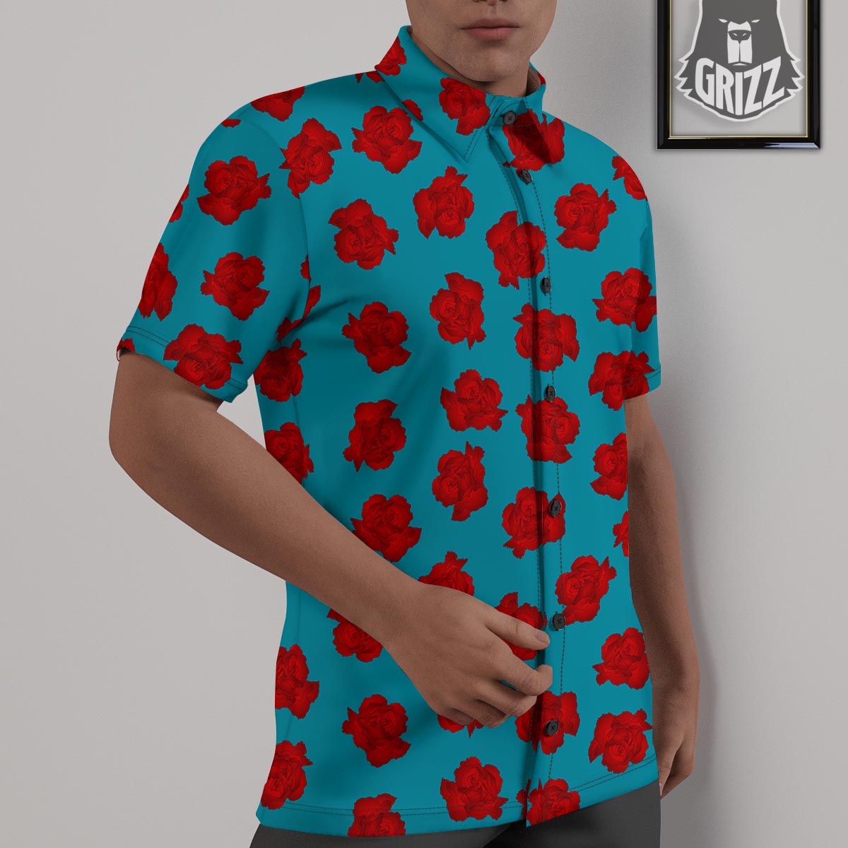 Carnation Blue And Red Print Pattern Untucked Shirts-grizzshop