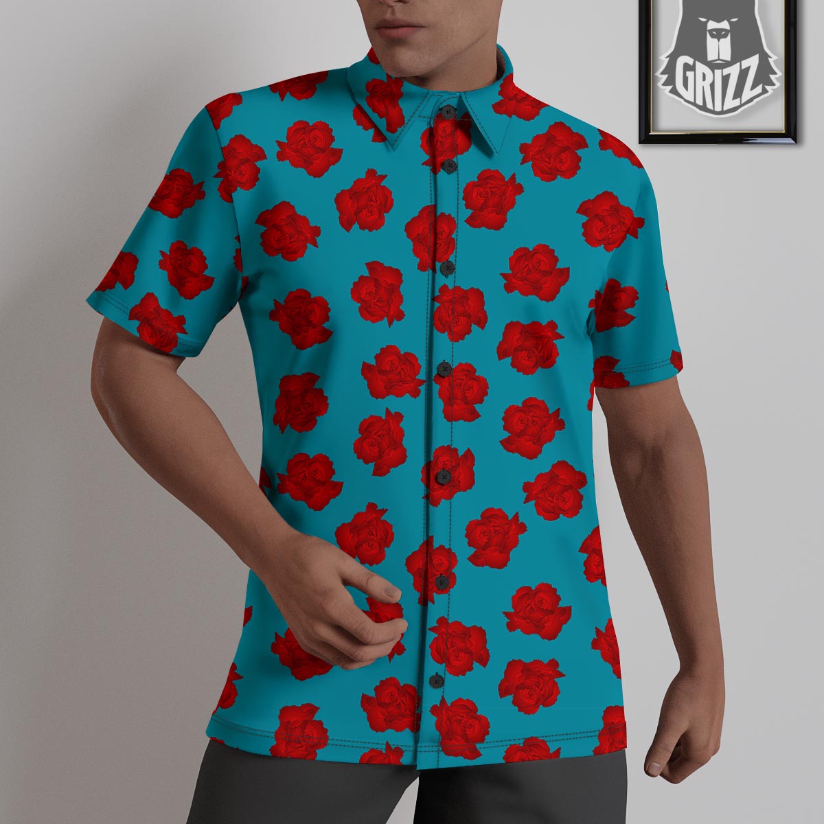 Carnation Blue And Red Print Pattern Untucked Shirts-grizzshop