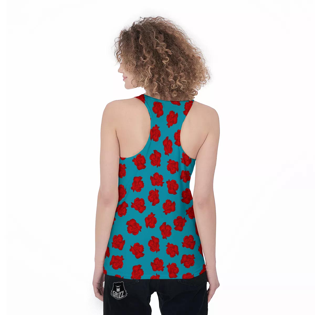 Carnation Blue And Red Print Pattern Women's Racerback Tank Top-grizzshop