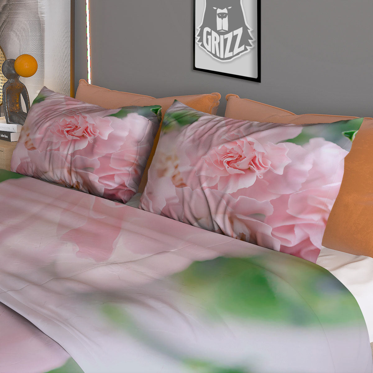 Carnation Flower Pink Print Duvet Cover Bedding Set