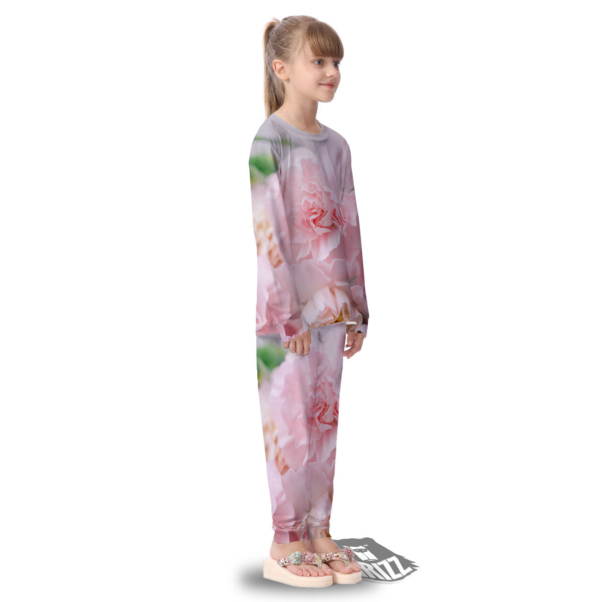Carnation Flower Pink Print Kid's Pajamas-grizzshop