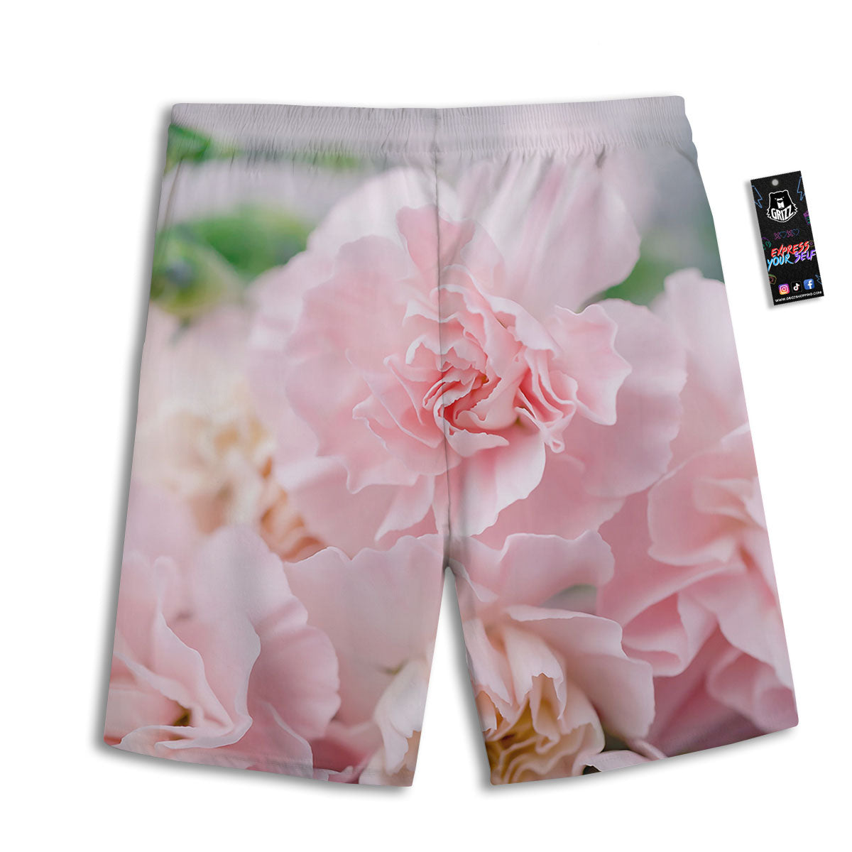 Carnation Flower Pink Print Men's Athletic Shorts