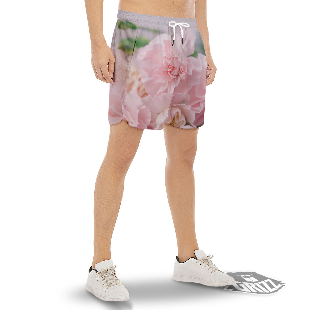 Carnation Flower Pink Print Men's Gym Shorts-grizzshop