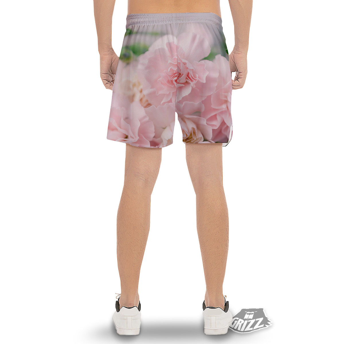 Carnation Flower Pink Print Men's Gym Shorts-grizzshop